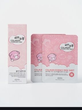 esfolio Collagen Essence Mask Sheet & Cleansing Foam - Pink